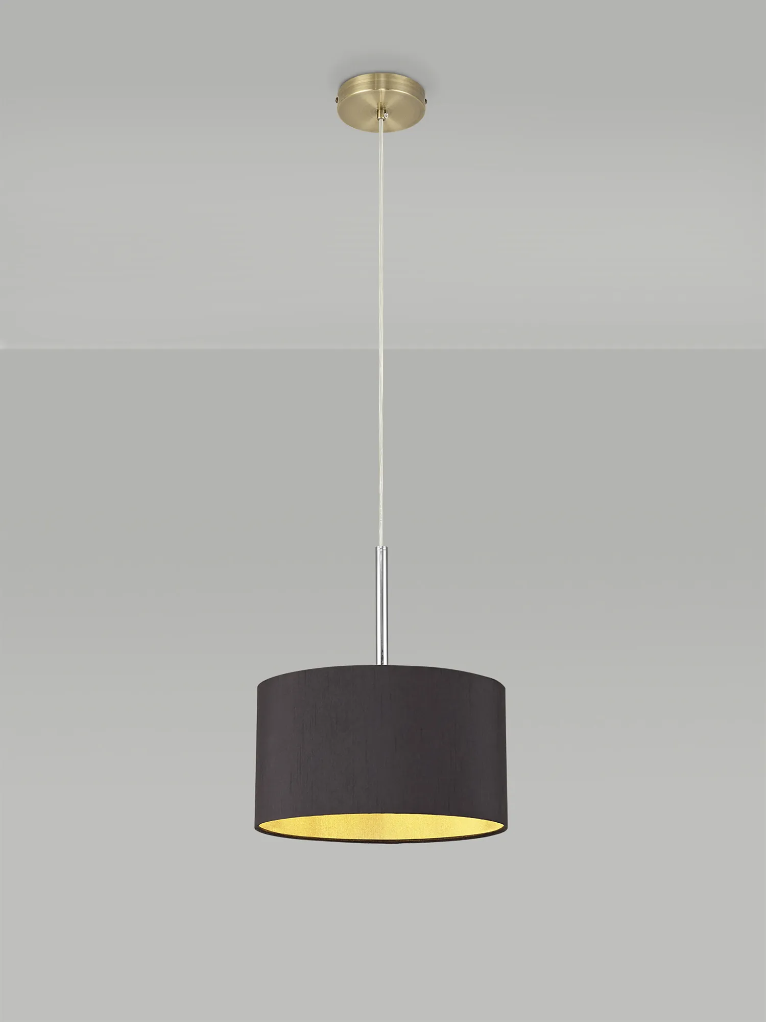 Baymont 30cm Pendant 1 Light Antique Brass; Midnight Black/Green Olive DK0203  Deco Baymont AB BL/GR